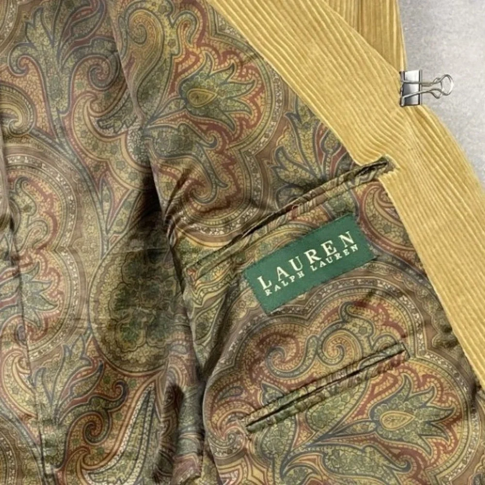 Lauren Ralph Lauren Blazer Mens 40R Tan Corduroy Sport Coat Elbow Patches